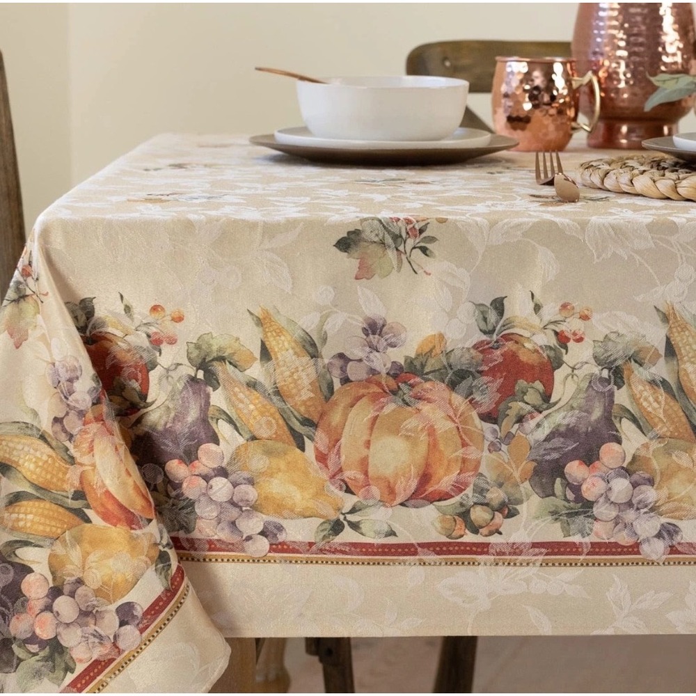 Benson Mills Jubilee Jacquard Tablecloth 60x104 Oblong Harvest Pumpkin Autumn